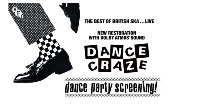 legs and feet in black and white checked pattern. Dance Craze dance party screening